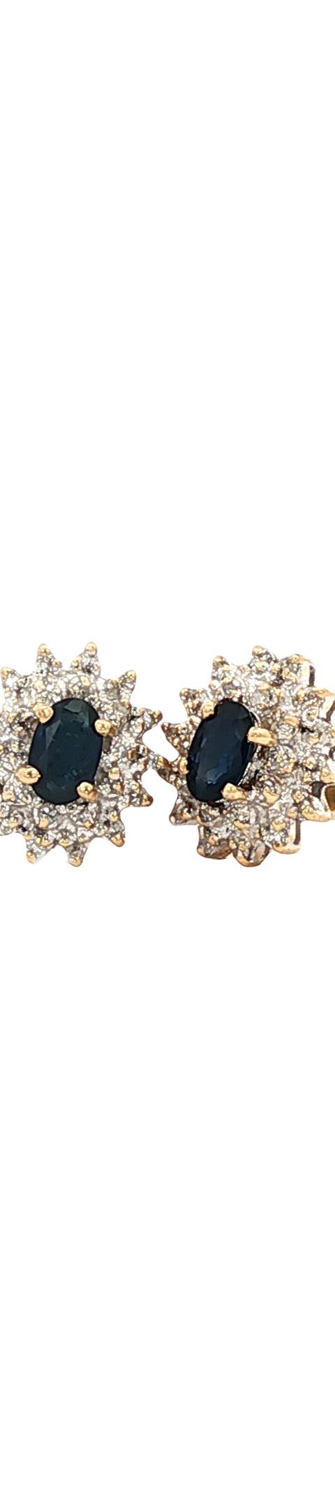 Vintage 14K Gold Stud Earrings with Sapphire and Diamond